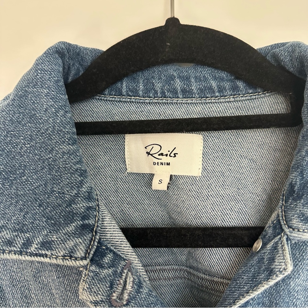 Rails Denim Pasadena Short Sleeve Button Front Dress 100% Cotton Mini Jean Sz S - Picture 3 of 6